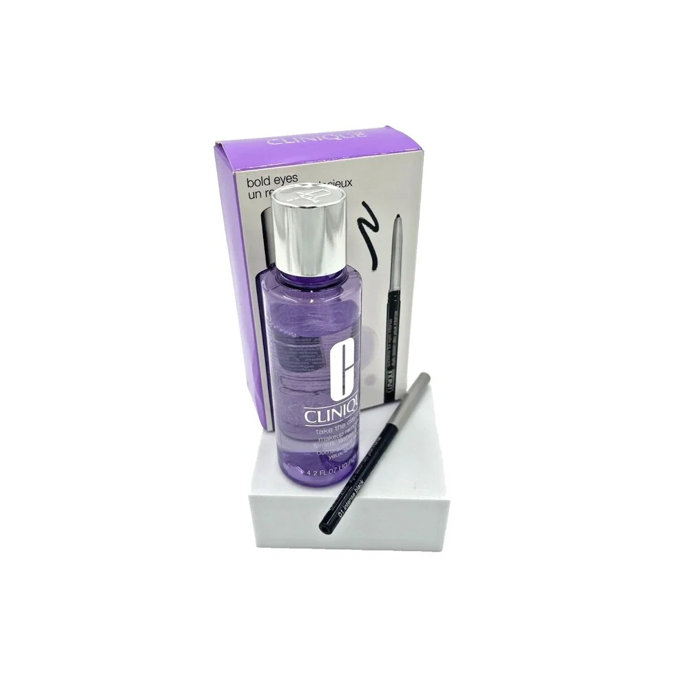 Clinique Kit Take the Day Off Makeup Remover‎ 4.2 OZ Bold Eyes Quickliner Black